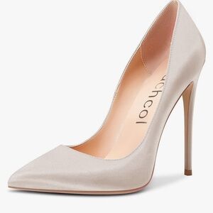 New Elegant satin Beige High Heel Pumps